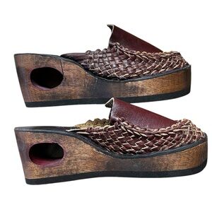 Vintage Haitian Handcrafted Leather Woven
Clogs | Size 7B (approx age 1975-78)